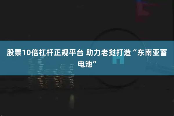 股票10倍杠杆正规平台 助力老挝打造“东南亚蓄电池”